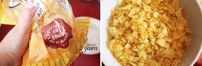 Pollo rebozado en patatas chips