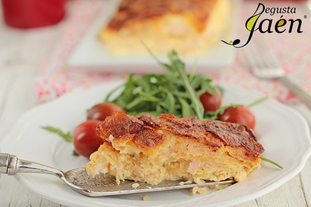 Pastel patatas, jamon, queso Santo Reino