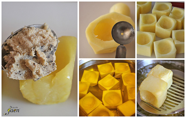 Cubos de patata rellenos de crema de lomo (1)