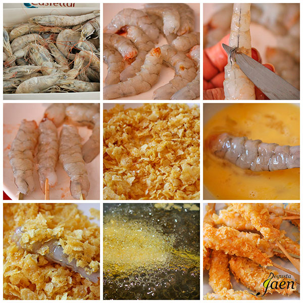 Langostinos-rebozados-en-patatas-fritas-pasos