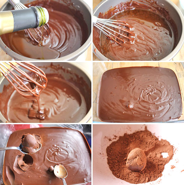Trufas chocolate con aove pasos