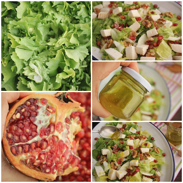 Ensalada de escarola, granada y queso de cabra Degusta Jaén pasos