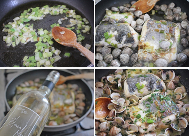 Merluza vino blanco.Pasos