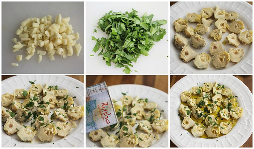 Alcauciles con ajo y aove Degusta Jaen pasos