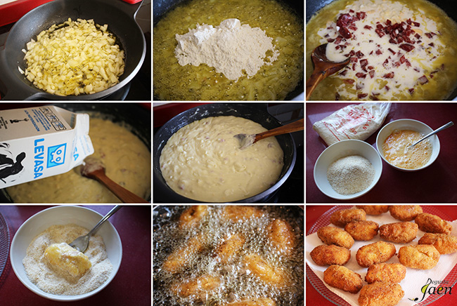 Croquetas de salchichon Degusta Jaen pasos
