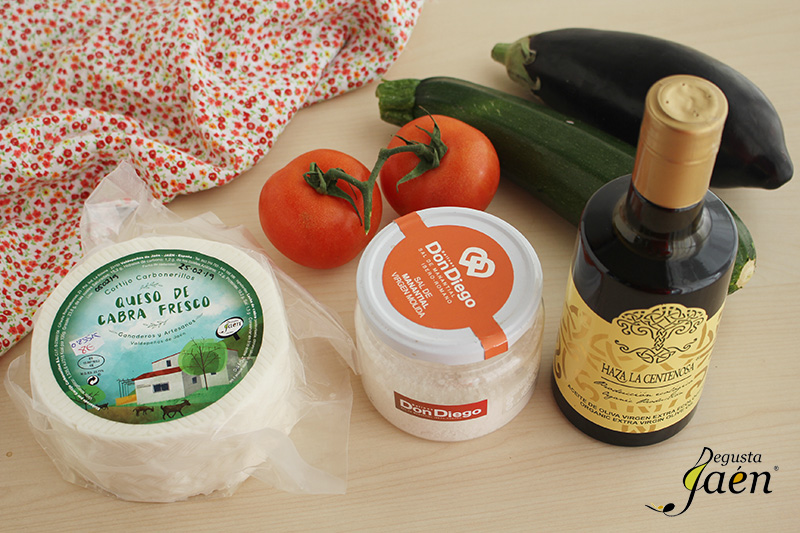 Ingredientes, milhojas de verduras con queso fresco