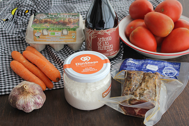 Crema fria de tomates y zanahoria con lomo Degusta Jaen Ingredientes