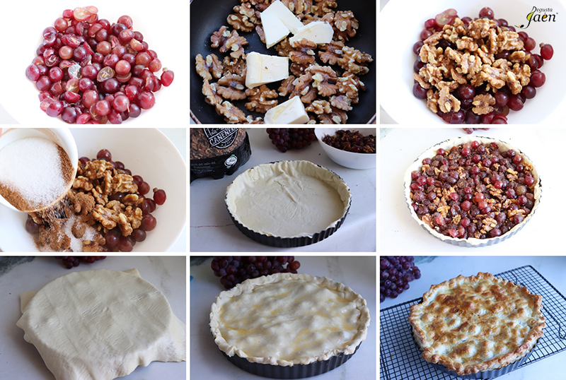 Tarta de uvas con nueces pasos