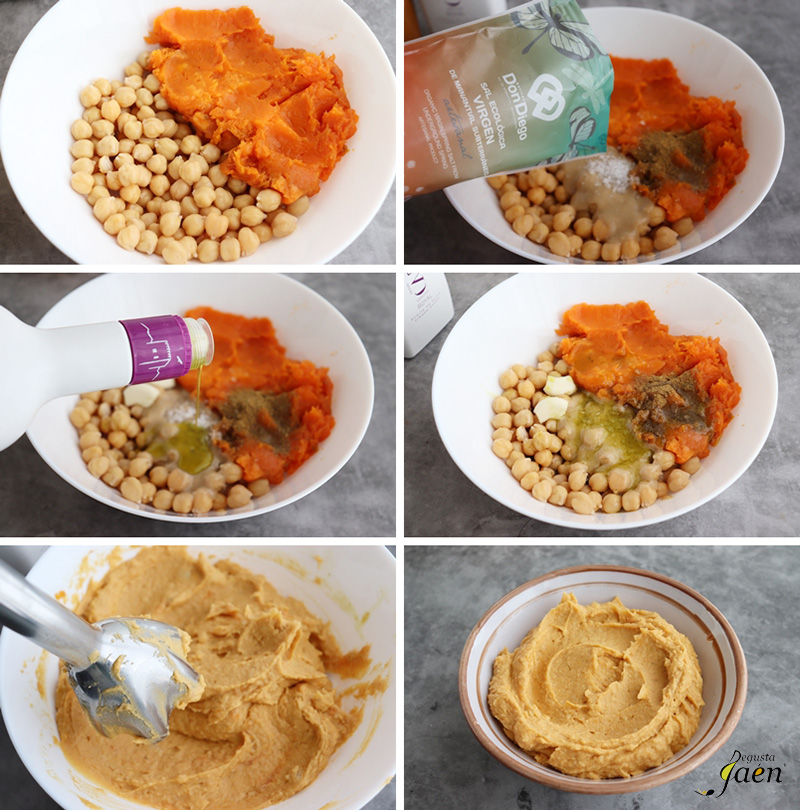 Hummus de boniato pasos