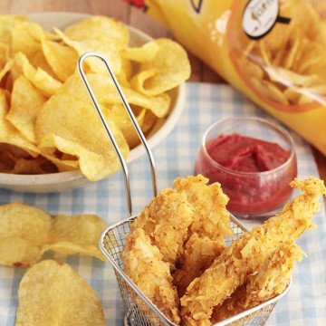Imagen de la receta Pollo rebozado con patatas fritas