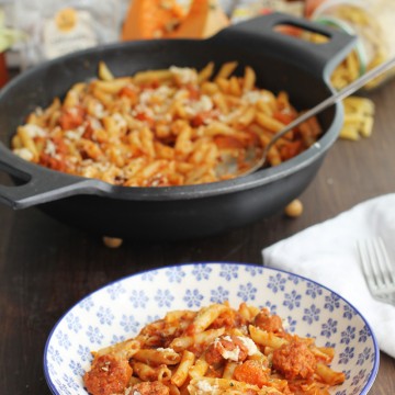 Imagen de la receta Macarrones con chorizo, calabaza y queso