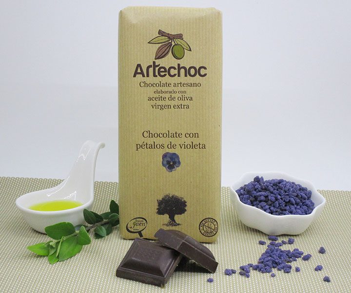 Imagen del producto Tableta de chocolate con aove con Pétalos de violeta Artechoc