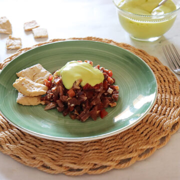 Imagen de la receta Tartar de jamón con lactonesa de Chachepó