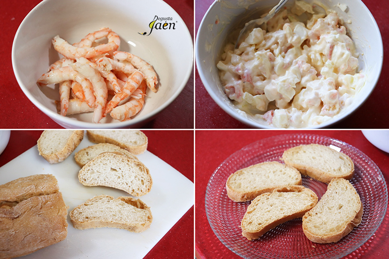 Canapés de gambas y huevo sin gluten y sin lactosa