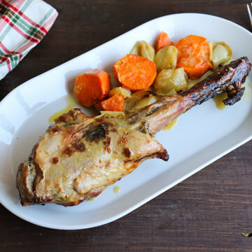 Imagen de la receta Pierna de cabrito a la miel con batatas