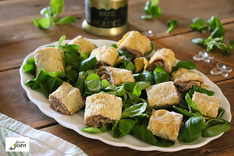 Rollitos de tortilla y paté de perdiz