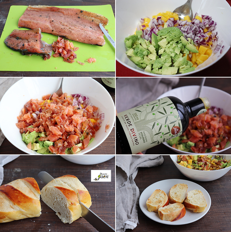 Tartar de trucha ahumada en Brioche