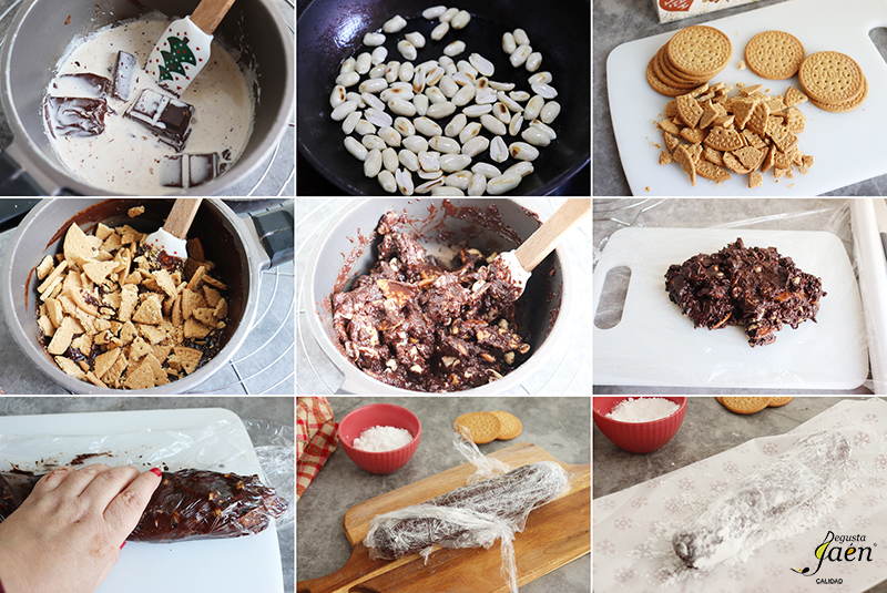 Salchichón de chocolate y galletas