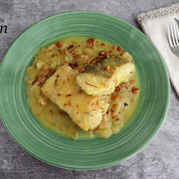 Imagen de la receta Bacalao en salsa de almendras y azafrán