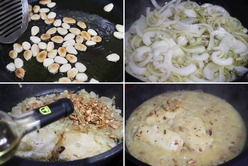 Bacalao en salsa de almendras y azafrán