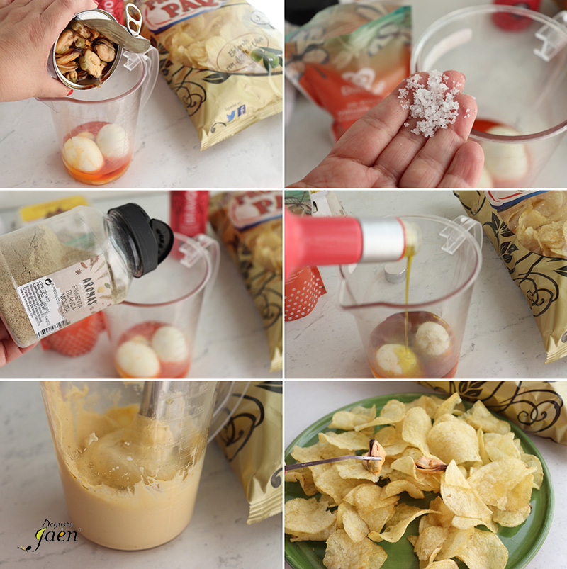 Patatas fritas con mejillones y vermut