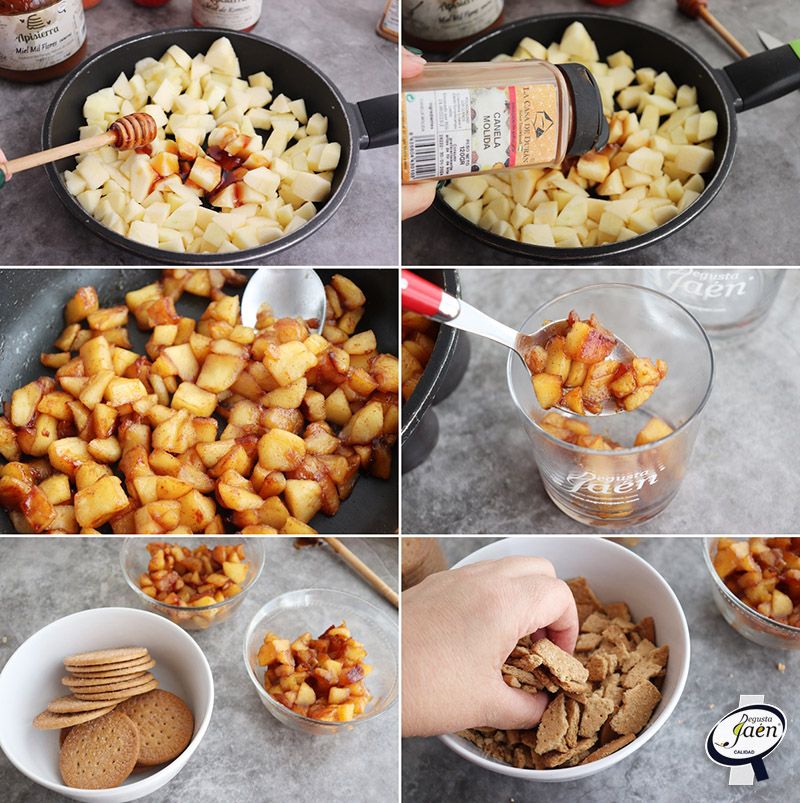 Manzana con crumble de galletas 