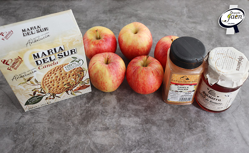 Manzana con crumble de galletas 