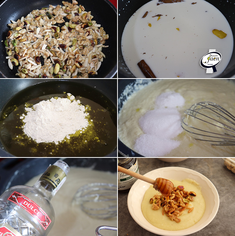 Gachas con miel y frutos secos