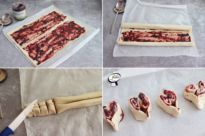 Palmeritas de hojaldre y mermelada