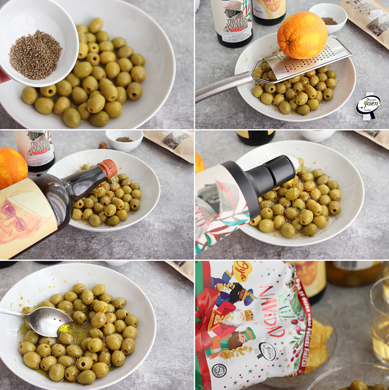 Aceitunas al vino de naranja