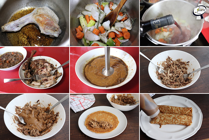 Crepes de cabrito al vino tinto Degusta Jaén