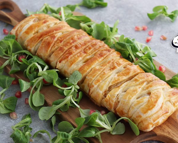 Trenza de puerro y gambas